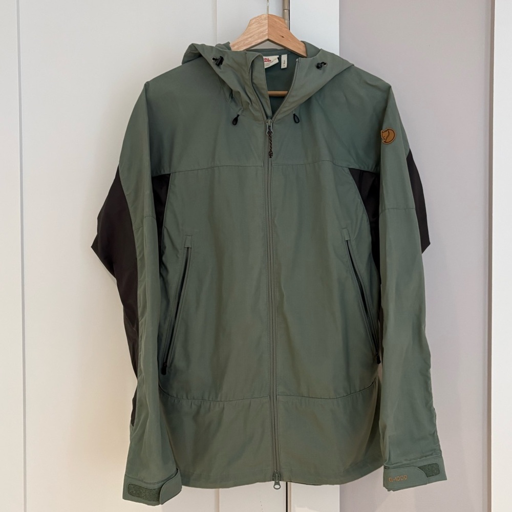 Fjallraven Green Hooded Windbreaker with Black Accents